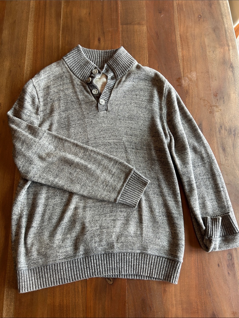 GAP Men's Shawl V-Neck Button Sweater - Gray